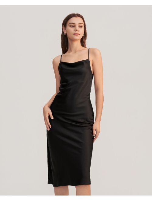 LilySilk Real Silk Dress for Women Cowl Neck Silk Slip Dresses for Prom Party Semi-Formal