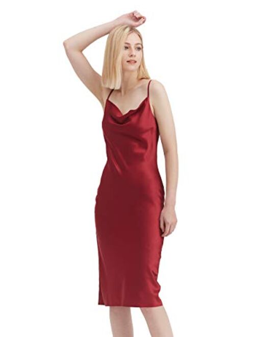 LilySilk Real Silk Dress for Women Cowl Neck Silk Slip Dresses for Prom Party Semi-Formal