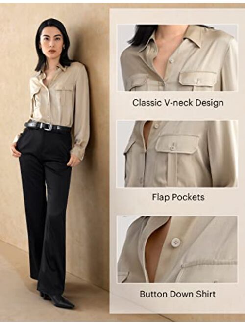 LilySilk Womens Silk Shirt Ladies Sand-Wash 22MM Mulberry Silk Blouse with Military Uniform Design