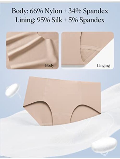 LilySilk Silk Panties Seamless Women Soft Silk Knit Underwear Brief for Ladies High Wasit Comfy Lingerie Panty Breathable