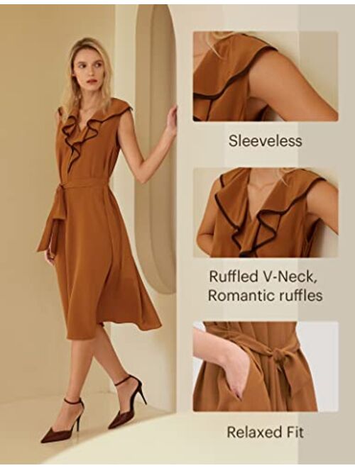 LilySilk Silk Dress for Women V-Neck Sleeveless Silk Orchid Dress