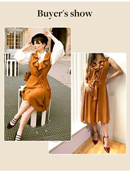 LilySilk Silk Dress for Women V-Neck Sleeveless Silk Orchid Dress