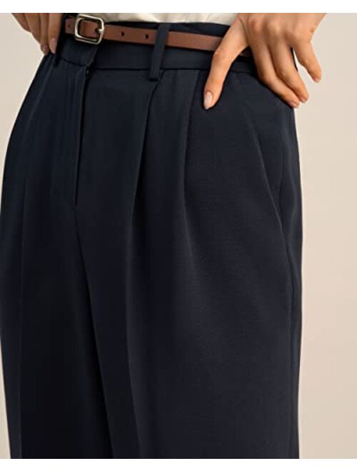LilySilk The Flos Pants Full Length Boyish Style Wide Leg Bkazers Pants Vintage Style Trousers for Women