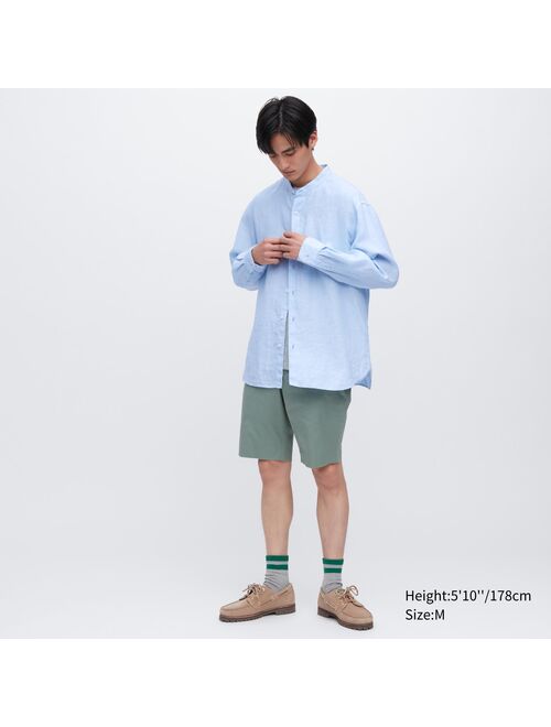 UNIQLO Premium Linen Stand Collar Long-Sleeve Shirt