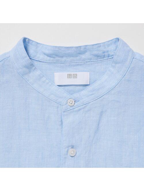 UNIQLO Premium Linen Stand Collar Long-Sleeve Shirt
