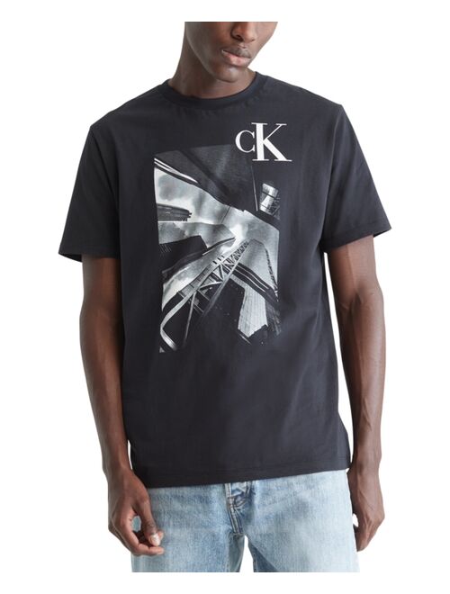 CALVIN KLEIN Men's Short-Sleeve City Building Monogram Logo Graphic T-Shirt