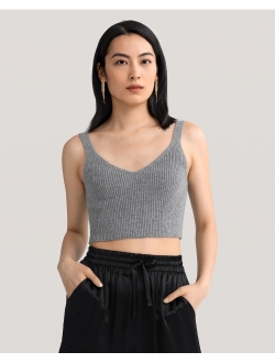 Cashmere Tank Top for Women Sexy Cropped Knitted Sweater Vest for Ladies Slimming Bodysuit Camisole Top