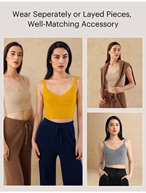 LilySilk Cashmere Tank Top for Women Sexy Cropped Knitted Sweater Vest for Ladies Slimming Bodysuit Camisole Top
