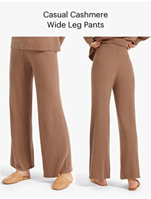 LilySilk Women's Wide Leg Pants 100% Cashmere for Fall Winter Warm Soft Ladies Loose Trousers High Waisted Lounge Pants