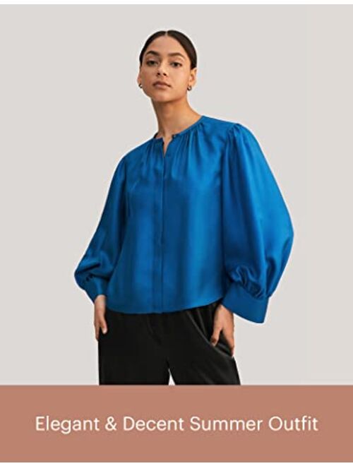 LilySilk Pure Silk Shirt Womens 22 Momme Twill Crepe Elegant Loose Fit Blouse for Casual Work
