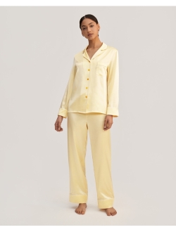 Silk Pajama Set for Women 22 Momme Natural Golden Cocoon Silk 2 Piece Ladies' PJ Set