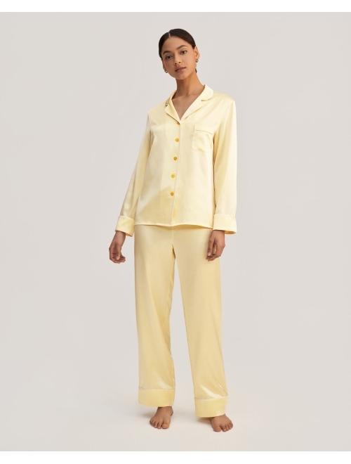 LilySilk Silk Pajama Set for Women 22 Momme Natural Golden Cocoon Silk 2 Piece Ladies' PJ Set
