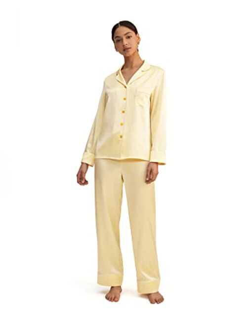 Buy LilySilk Silk Pajama Set for Women 22 Momme Natural Golden Cocoon ...