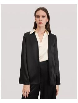 Womens Silk Blazer Jacket 22 Momme Charmeuse Silk Suit Top