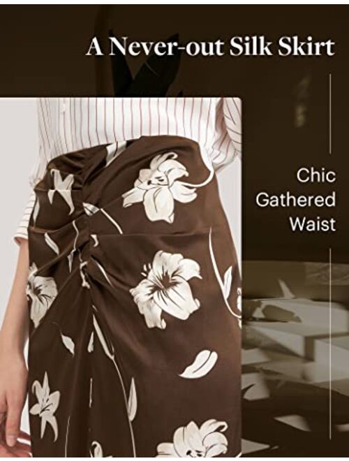 LilySilk Women's Silk Midi Skirt High-Waist Vintage Lily Skirt