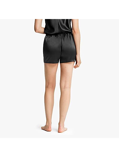 LilySilk Women's Silk Pajama Shorts 19 Momme 100% Mulberry Silk Drawstring Pj Bottoms Sleep Shorts