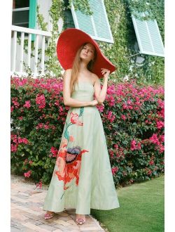 Geisha Designs Floral Applique Maxi Dress