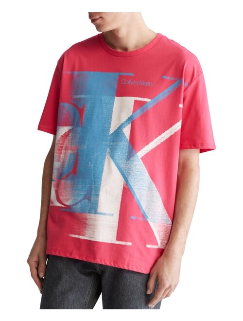 CALVIN KLEIN Men's Relaxed-Fit Blur Monogram Logo Graphic T-Shirt