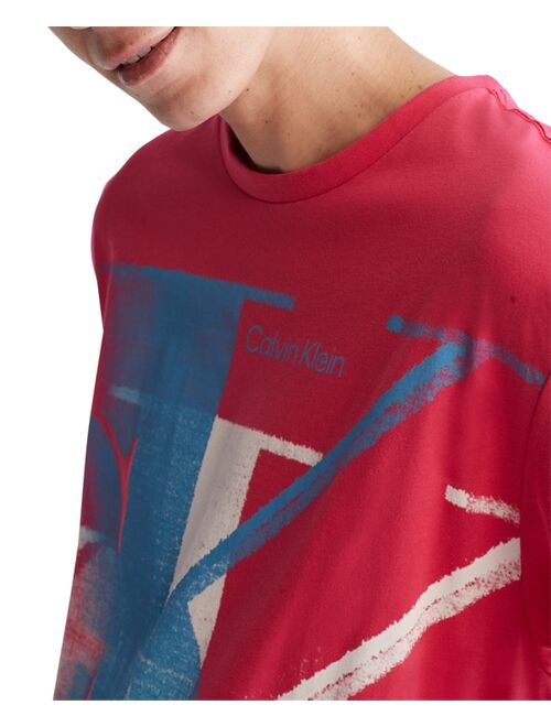 CALVIN KLEIN Men's Relaxed-Fit Blur Monogram Logo Graphic T-Shirt
