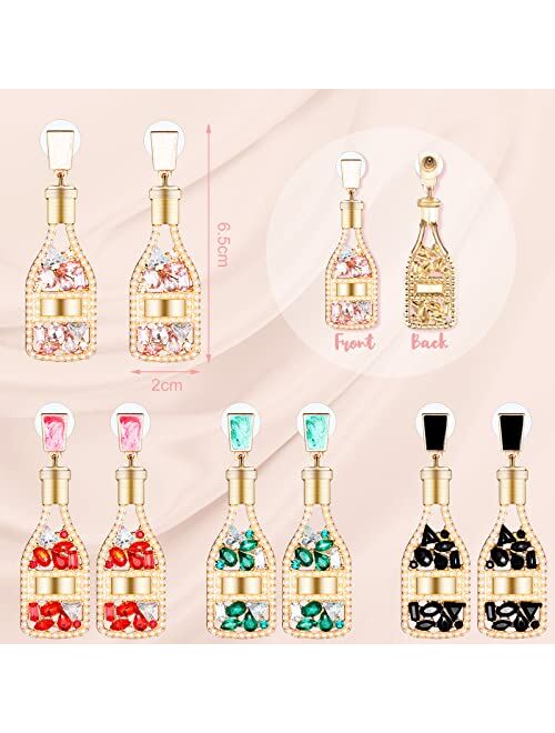 Mtlee 8 Pieces Beaded Earrings for Women Handmade Champagne Earrings Beaded Wine Earrings Champagne Bottle Earrings Champagne Drop Dangle Earrings for Women Girl (Bottle,