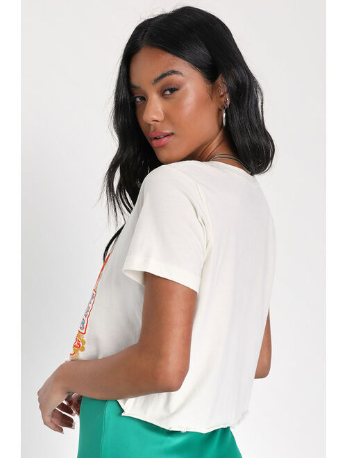 Prince Peter Sunset Dream Festival Ivory Distressed Cropped Graphic Tee