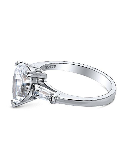 BERRICLE Sterling Silver Solitaire Wedding Engagement Rings 1.8 Carat Pear Cut Cubic Zirconia CZ Promise Ring for Women, Rhodium Plated Size 4-10