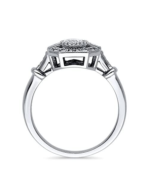 BERRICLE Sterling Silver Art Deco Cubic Zirconia CZ Fashion Ring for Women, Rhodium Plated Size 4-10