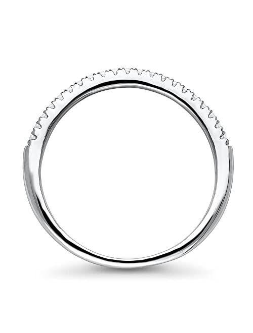 BERRICLE Sterling Silver Wedding Rings Micro Pave Set Cubic Zirconia CZ Half Eternity Ring for Women, Rhodium Plated Size 4-10