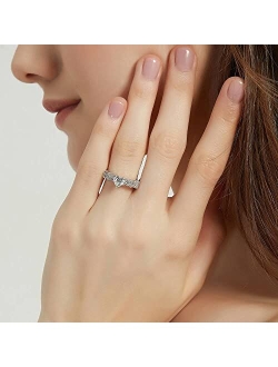 Sterling Silver Solitaire Wedding Engagement Rings 0.7 Carat Heart Cubic Zirconia CZ Ring for Women, Rhodium Plated Size 4-10