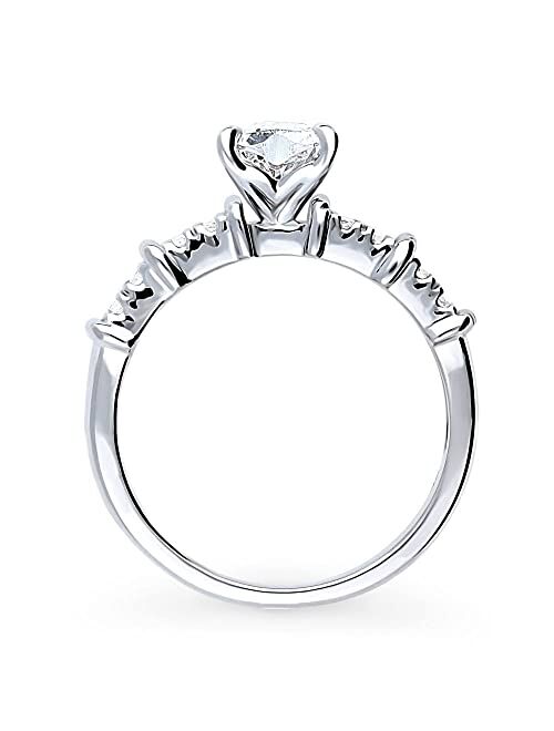 BERRICLE Sterling Silver Solitaire Wedding Engagement Rings 0.7 Carat Heart Cubic Zirconia CZ Ring for Women, Rhodium Plated Size 4-10