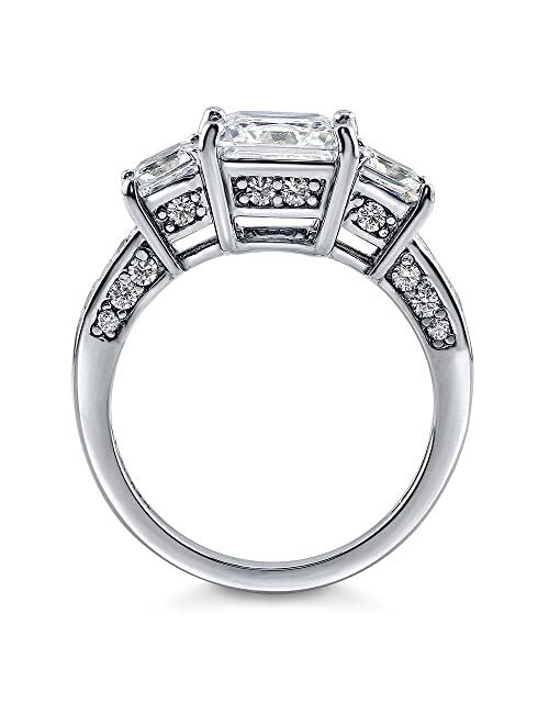 Buy BERRICLE Sterling Silver 3Stone Wedding Engagement Rings Princess