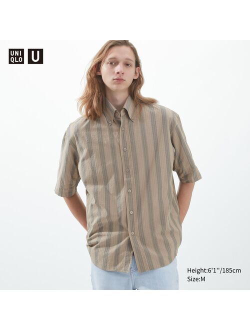 UNIQLO U Seersucker Striped Short-Sleeve Shirt