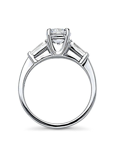 BERRICLE Sterling Silver Solitaire Wedding Engagement Rings 1 Carat Round Cubic Zirconia CZ Promise Ring for Women, Rhodium Plated Size 4-10
