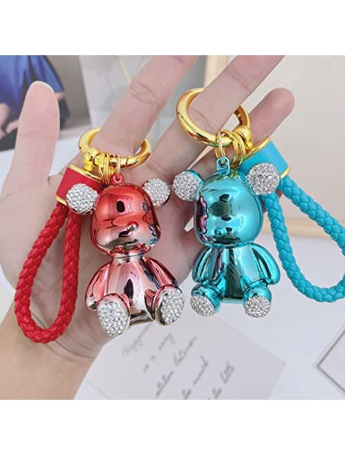 Keyyds Keychain Bear Kawaii Lanyard Bling Car Accessories for Women Girls Men Gifts Cute Wristlet Wallet Backpack Key Ring Charms