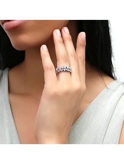 Sterling Silver Cluster Pear Cut Cubic Zirconia CZ Statement Fashion Anniversary Eternity Ring for Women, Rhodium Plated Size 4-10