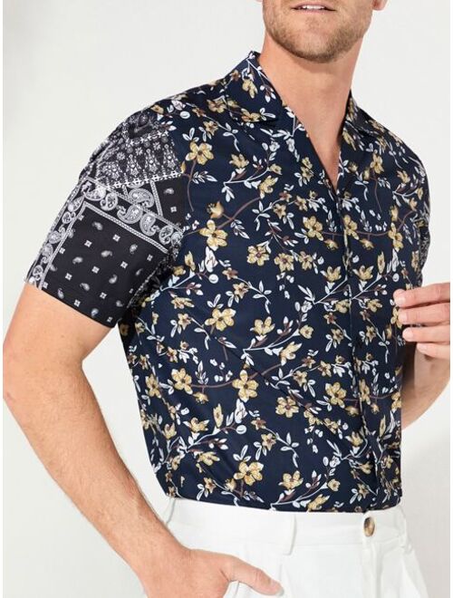 SHEIN Men Paisley Floral Print Shirt Without Tee