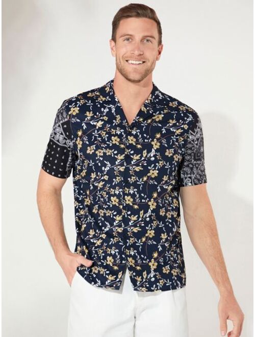 SHEIN Men Paisley Floral Print Shirt Without Tee