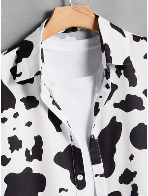 ROMWE Guys Cow Print Shirt Without Tee