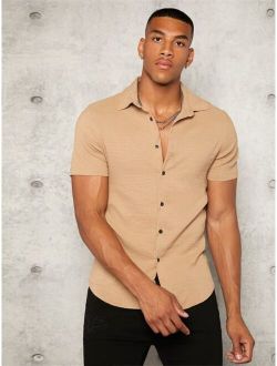 Men Solid Button Front Shirt