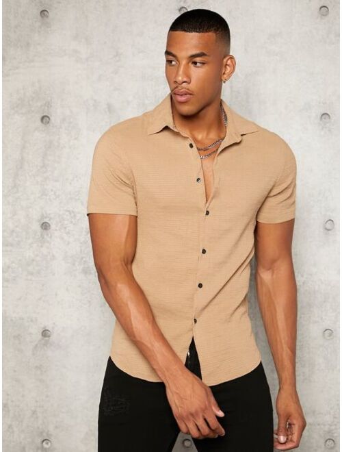 SHEIN Men Solid Button Front Shirt