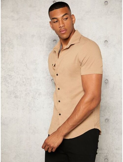 SHEIN Men Solid Button Front Shirt