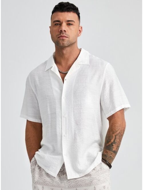 SHEIN Extended Sizes Men Button Front Shirt