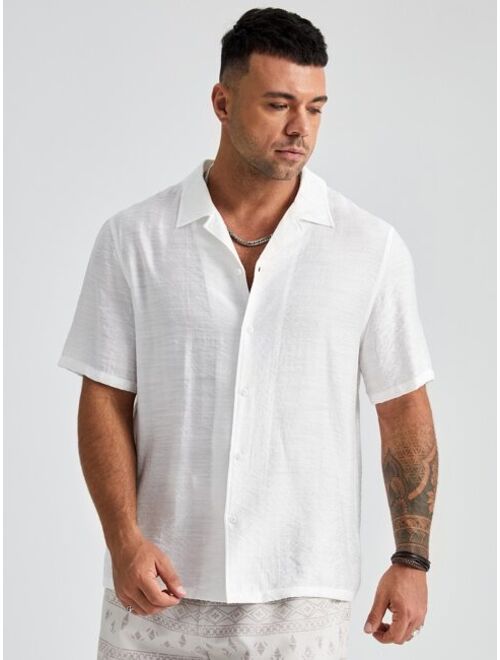 SHEIN Extended Sizes Men Button Front Shirt