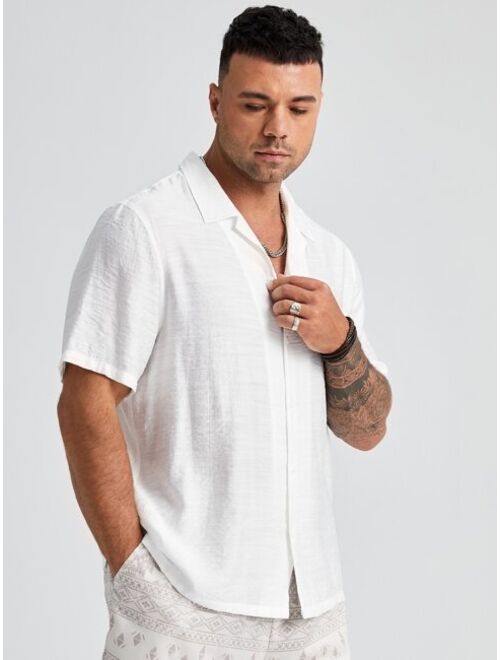 SHEIN Extended Sizes Men Button Front Shirt
