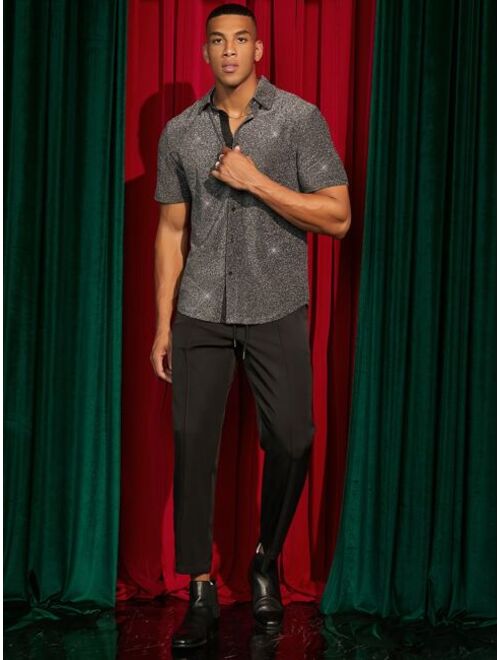 Manfinity AFTRDRK Men Button Front Glitter Shirt