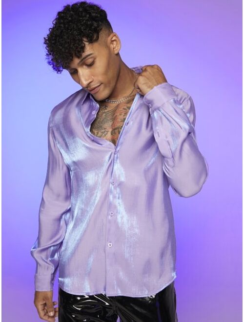 SHEIN Men Solid Button Front Shirt