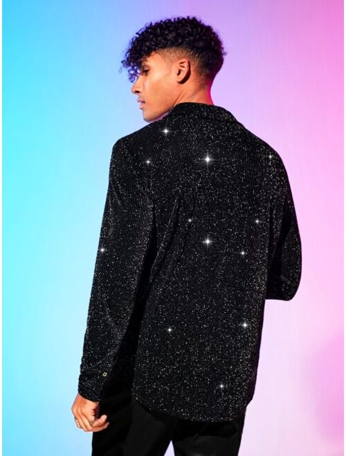 Manfinity AFTRDRK Men Button Front Glitter Shirt