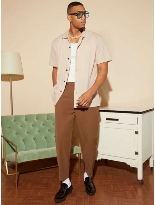 Shein Men Solid Button Front Shirt