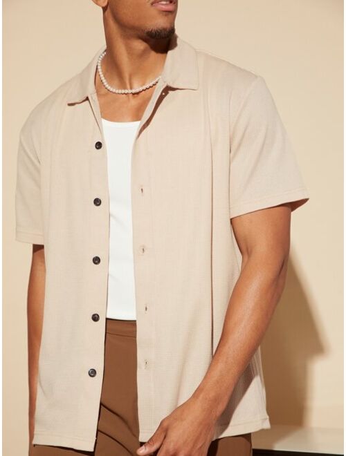 Shein Men Solid Button Front Shirt
