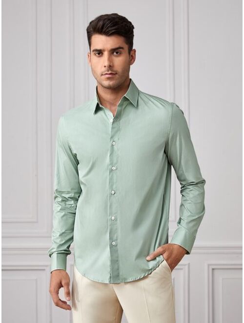 SHEIN Men Solid Button Up Shirt